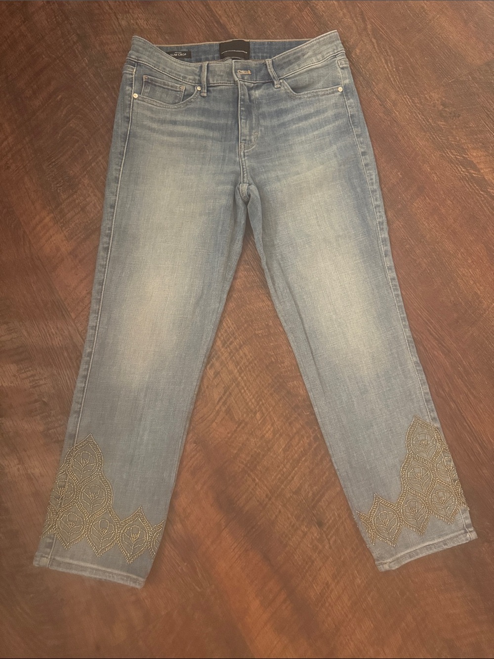 White House Black Market Light Blue Embroidered Ankle Jeans